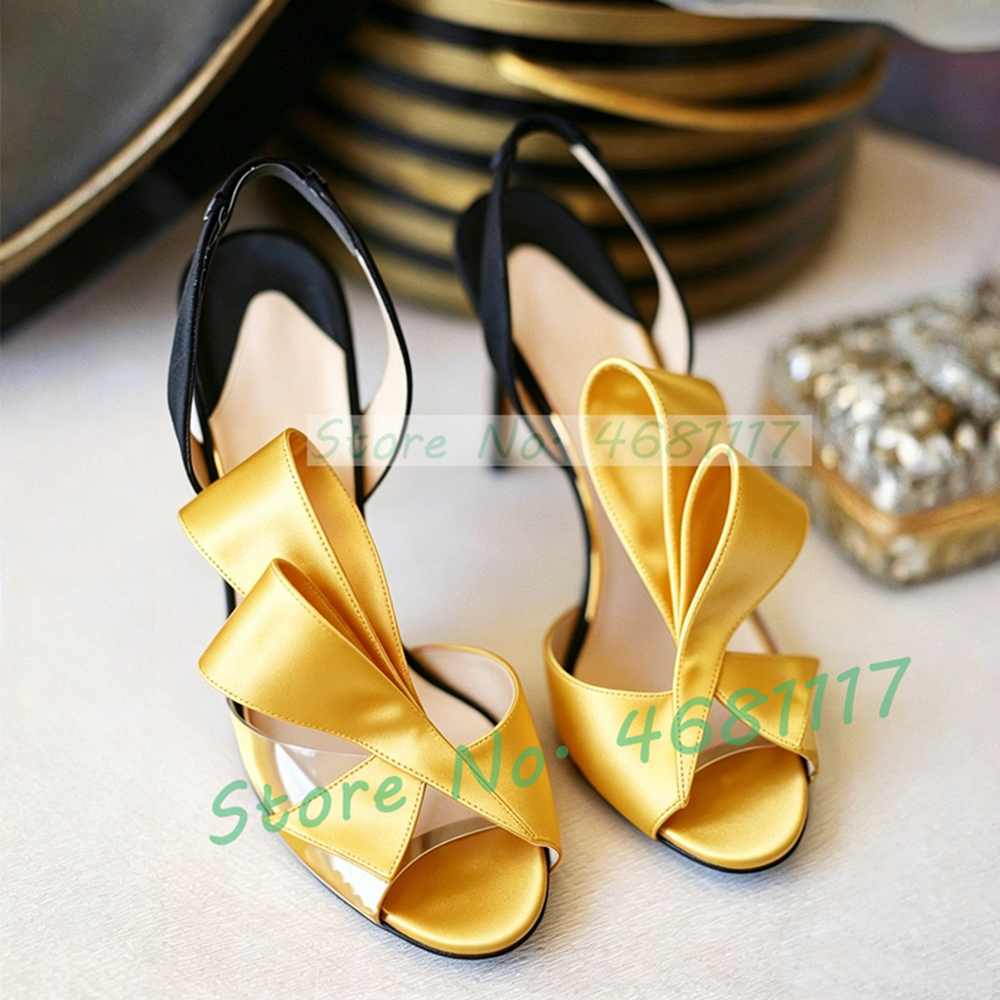 Slip Dress Satin - Satin Bow Back Strap High Heels