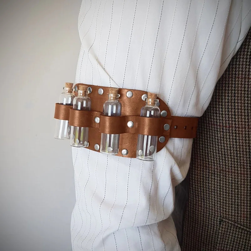 Garter Belt Set - Medieval Steampunk Alchemist Armband Armlet Leather