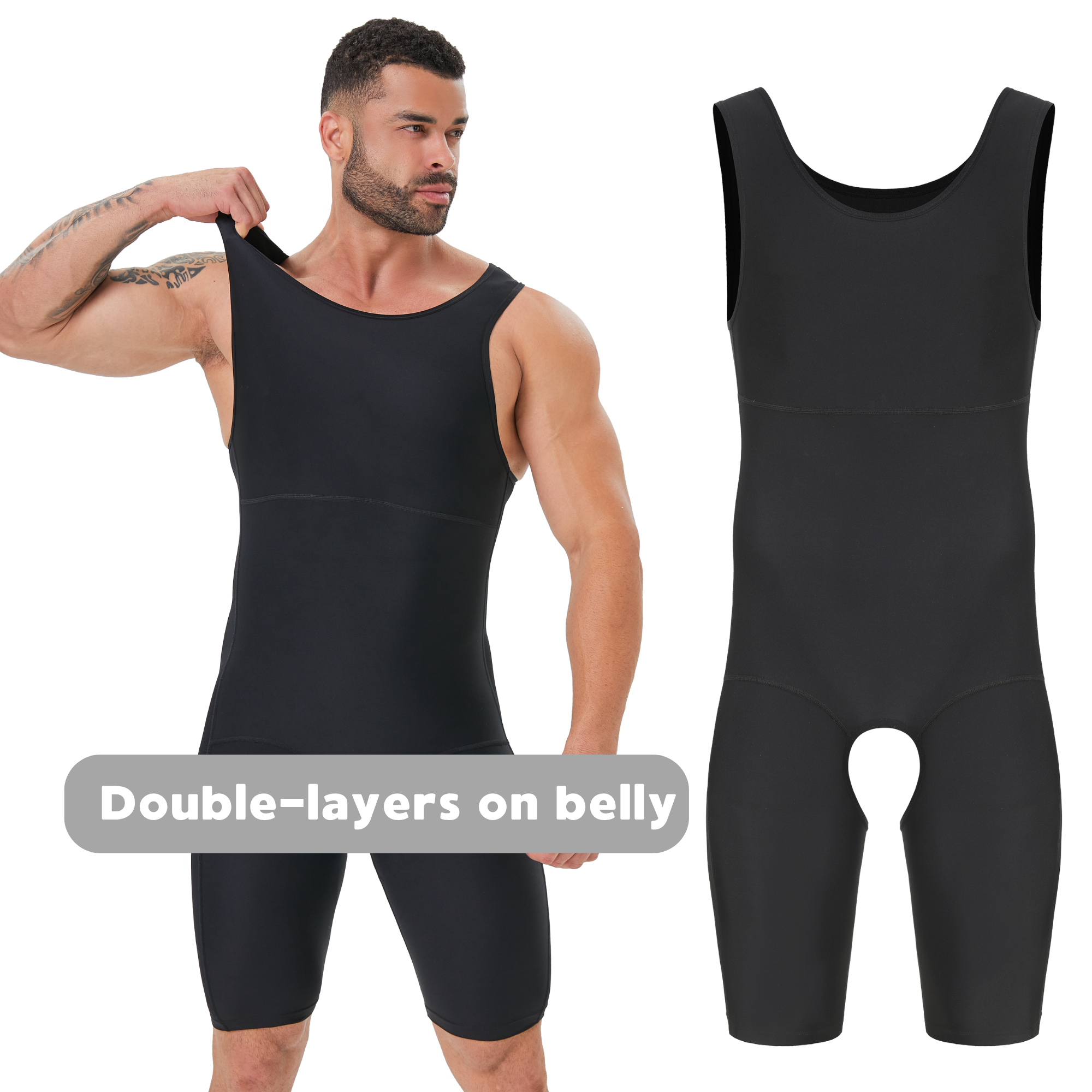 Men's Double Layer Tummy Contr - огляд і ціна Shapewear Bodysuit Firm