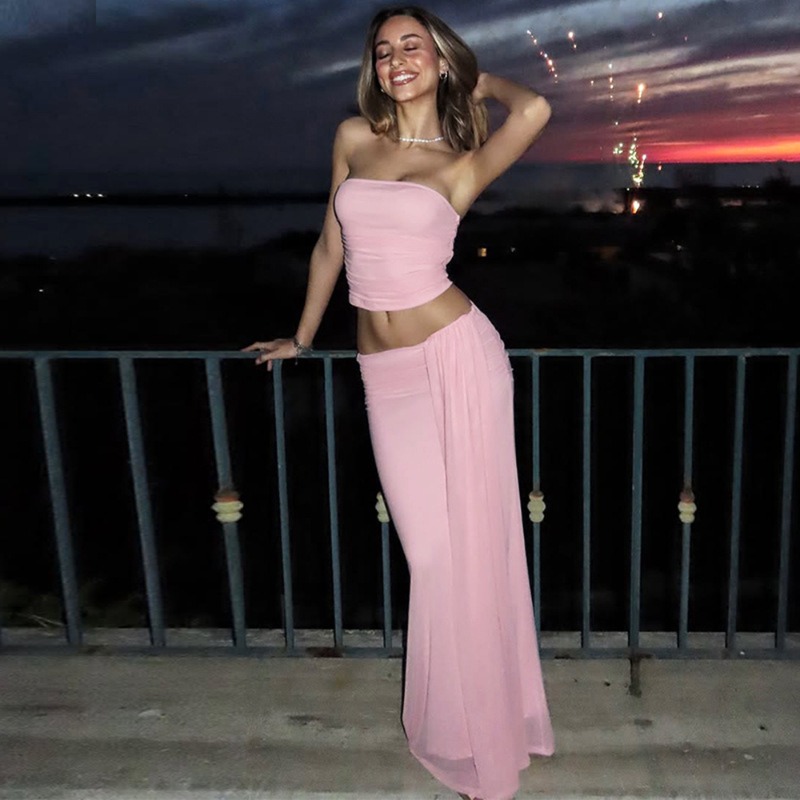 Tuularose Pink Long Dress 2-Pi - огляд і ціна Strapless Bra Backless