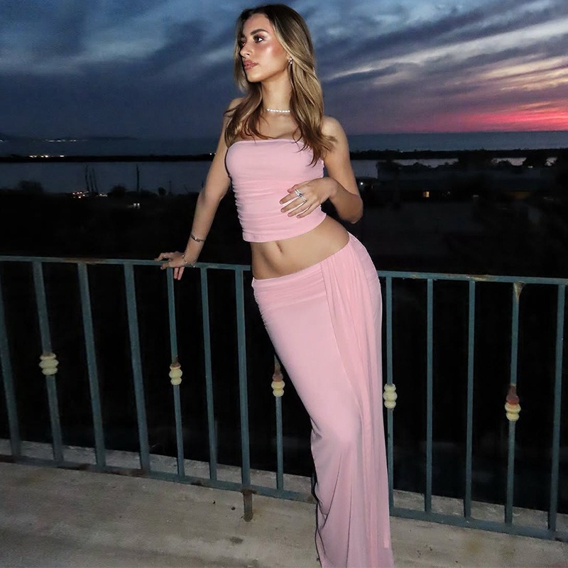 Tuularose Pink Long Dress 2-Pi - огляд і ціна Strapless Bra Backless
