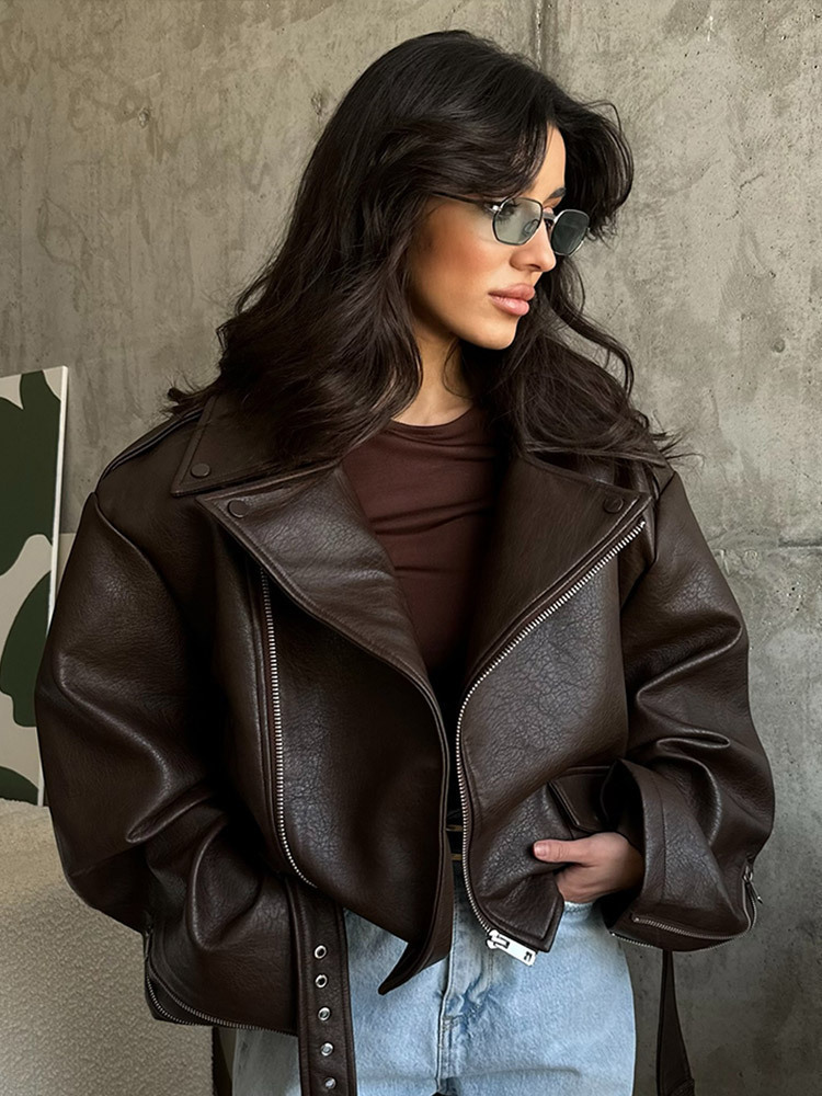 With Belt Leather Jacket Coat  - огляд і ціна Corset Waist Cinch