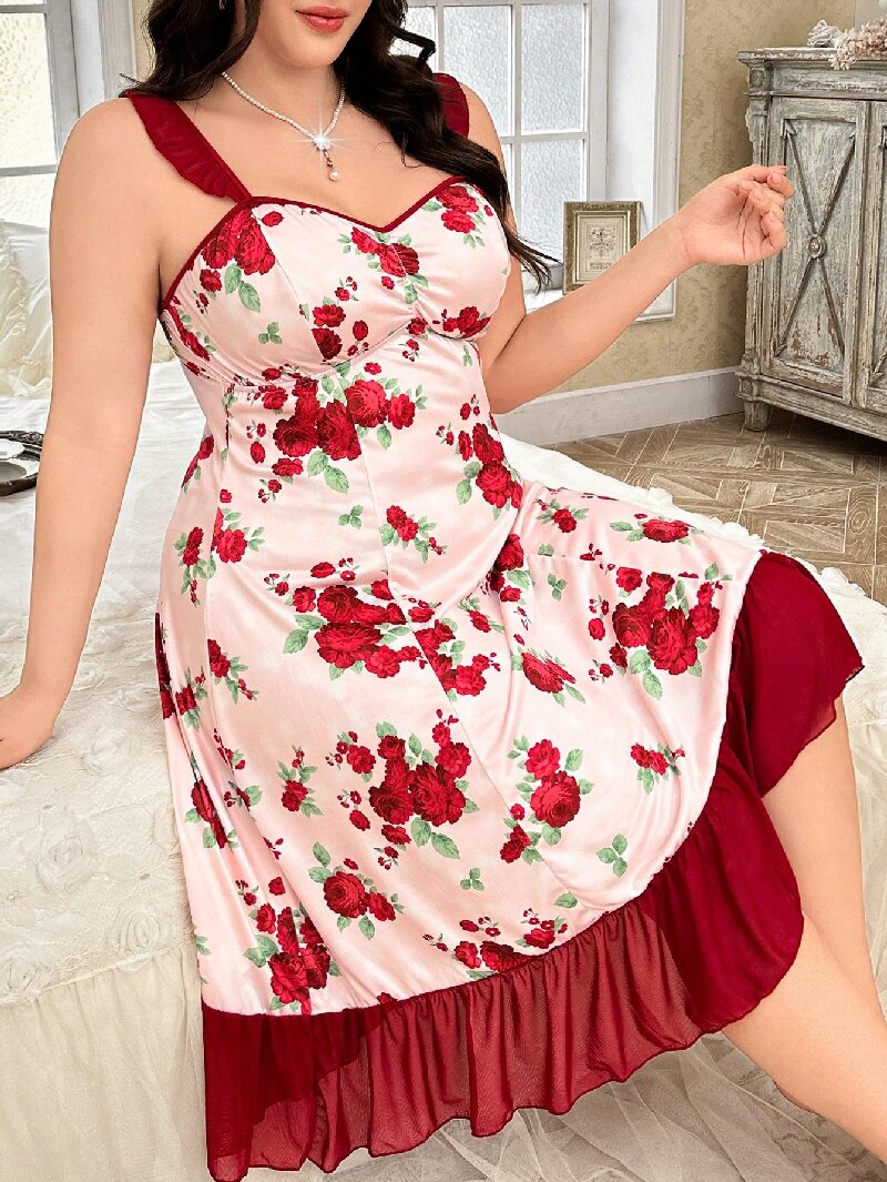 Plus Size Women's Floral Print - огляд і ціна Cami Top Lace
