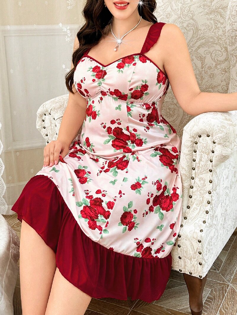 Plus Size Women's Floral Print - огляд і ціна Cami Top Lace