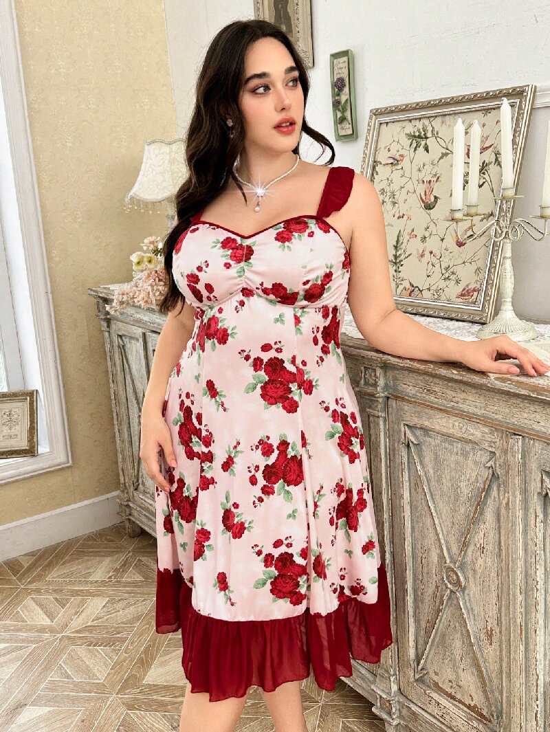 Plus Size Women's Floral Print - огляд і ціна Cami Top Lace