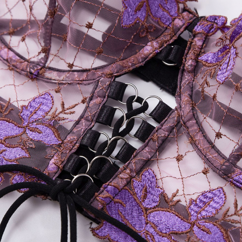 Bikini Thin Embroidered Bra Se - огляд і ціна Garter Belt Set