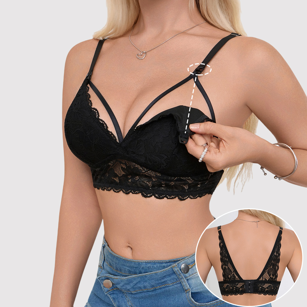 Sexy Hollow Out Lace Nursing B - огляд і ціна Nursing Bra Sleep