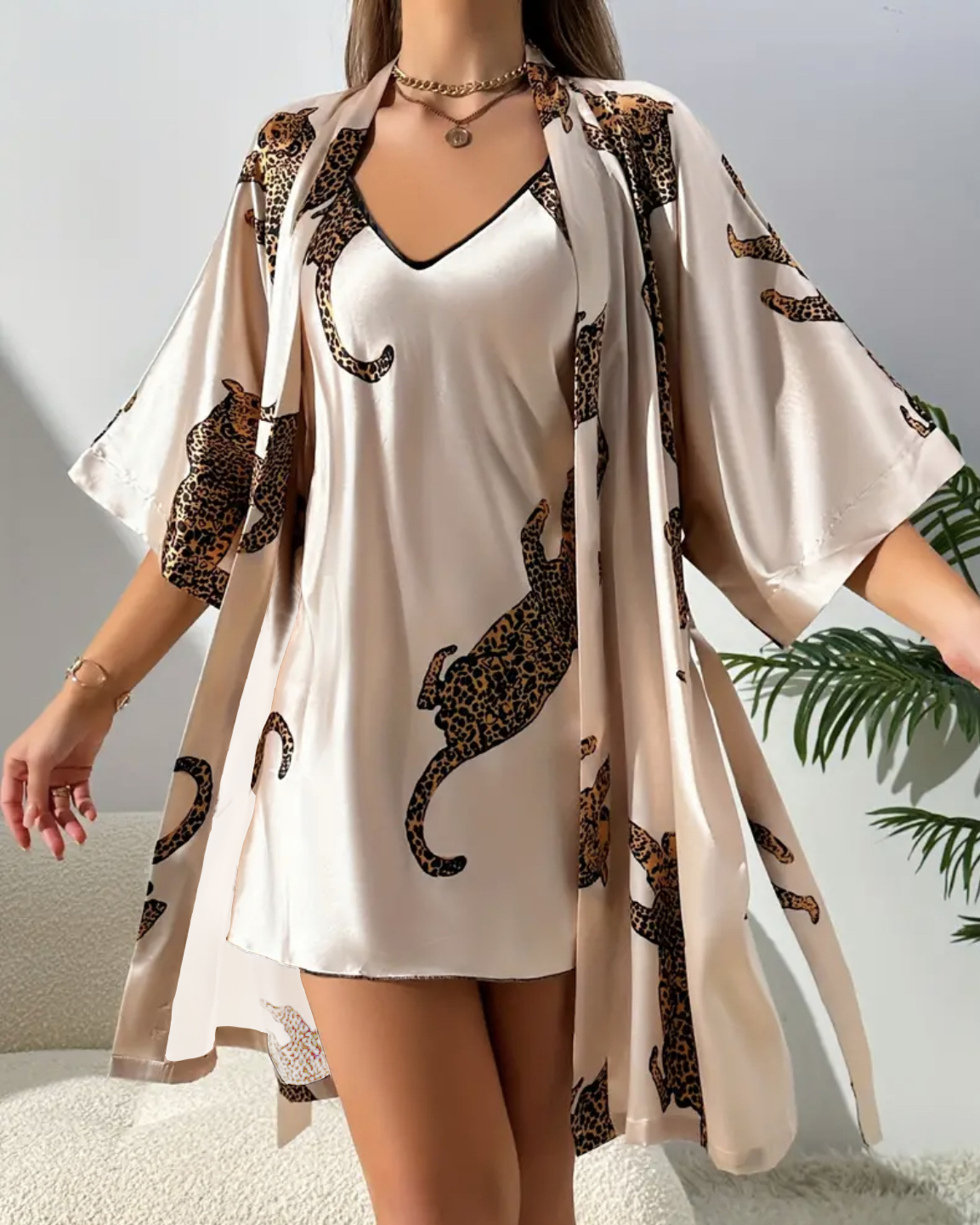 Imitation silk sleepwear sexy  - огляд і ціна Robe Silk Women