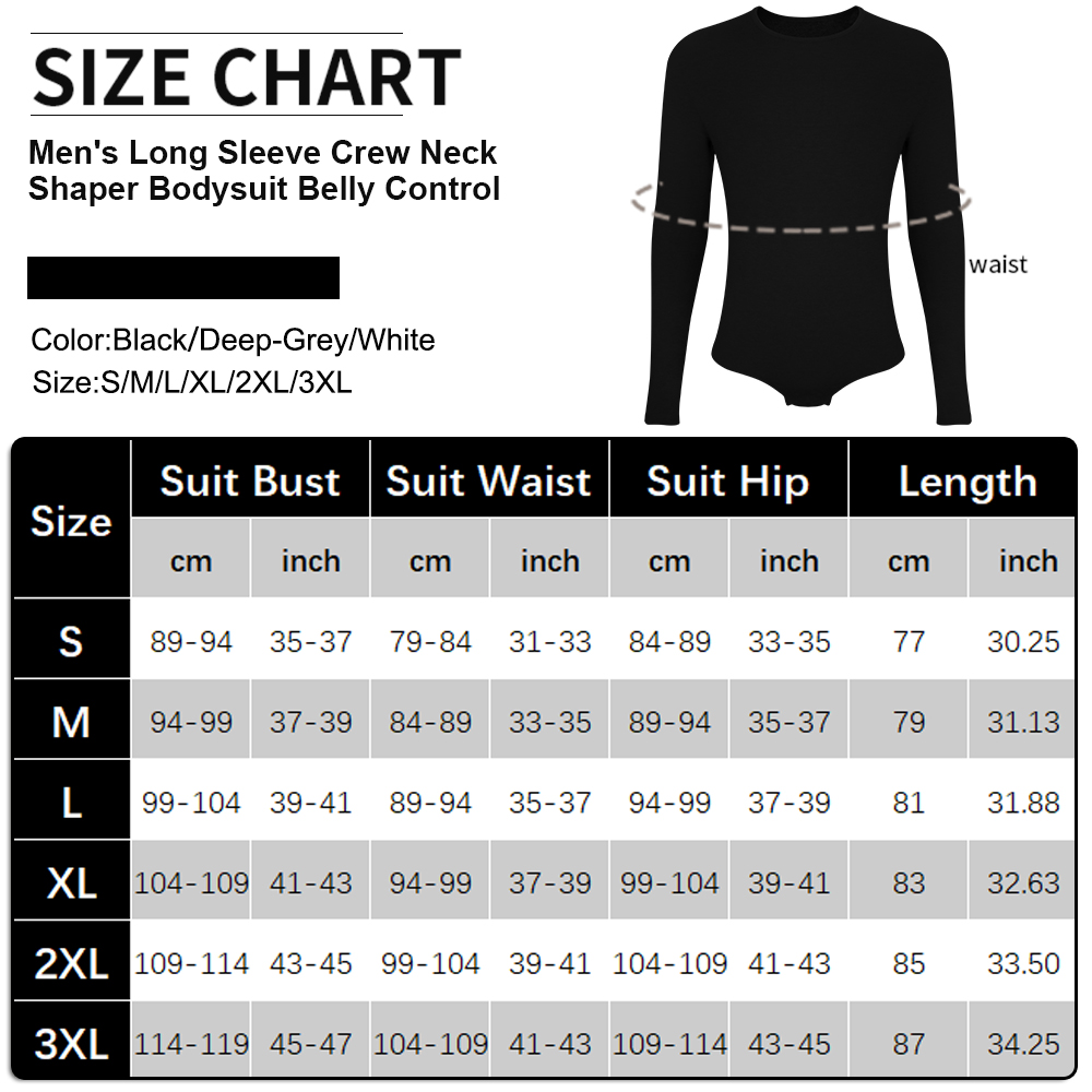 Mens Long Sleeve Bodysuit Full - огляд і ціна Shapewear Bodysuit Firm