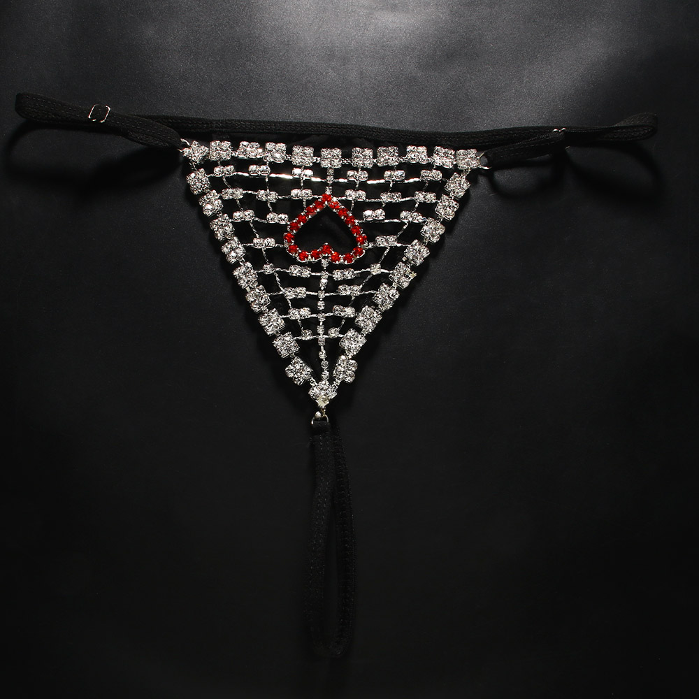 Rhinestones Heart Hollow Thong - огляд і ціна Thong Bikini Women