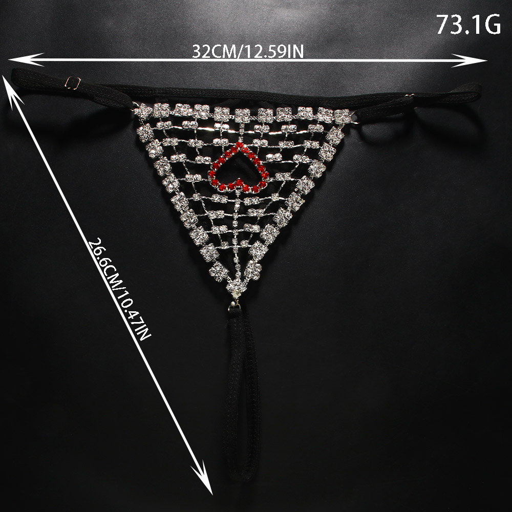 Rhinestones Heart Hollow Thong - огляд і ціна Thong Bikini Women